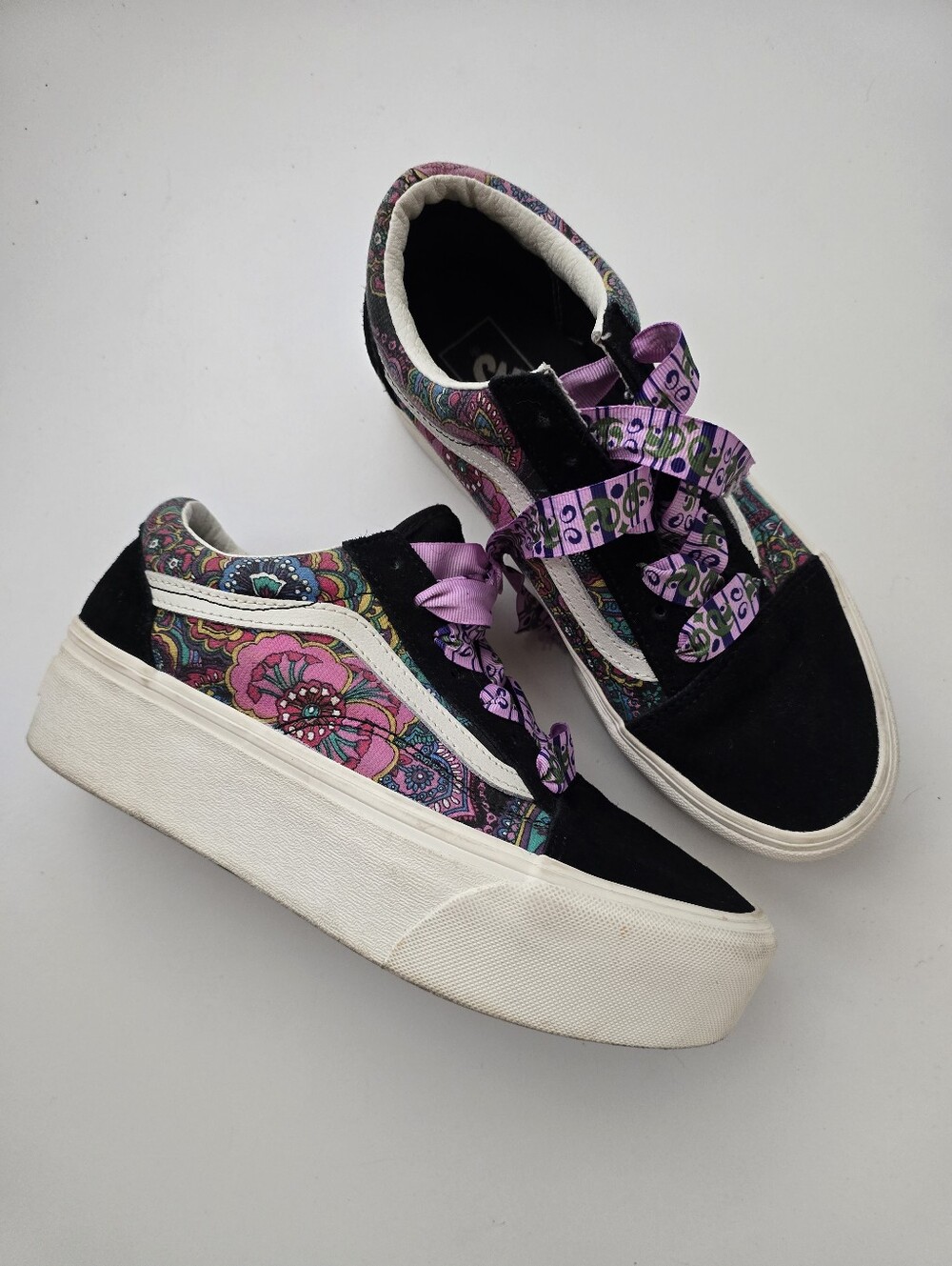 Vans OId Skool Stackform Paisley Floral Sneakers Womens Platform US Size 7.5 - Picture 4 of 16